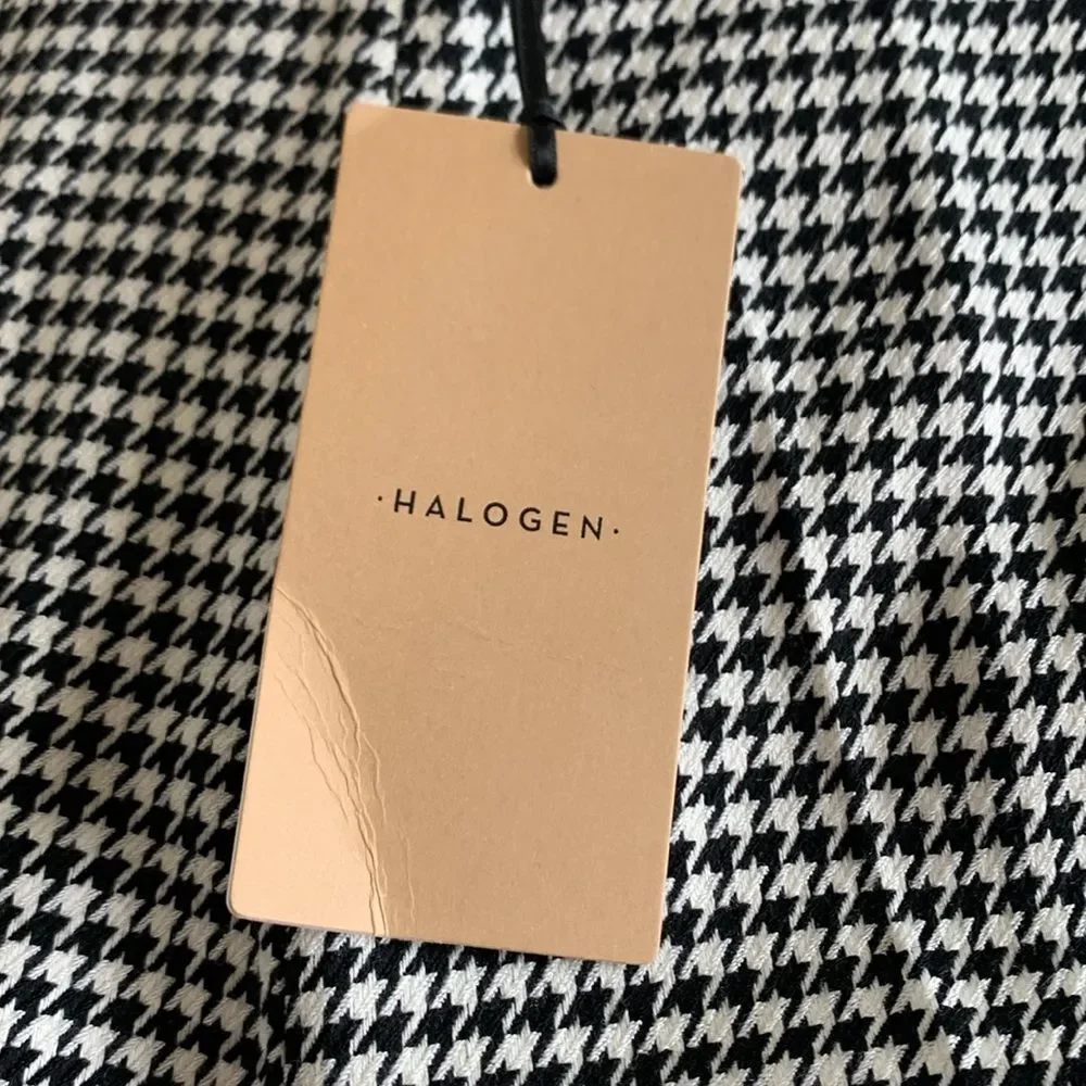 NWT Halogen Houndstooth Check Pants 20W Rich Black $138 Retail Slim Ankle!